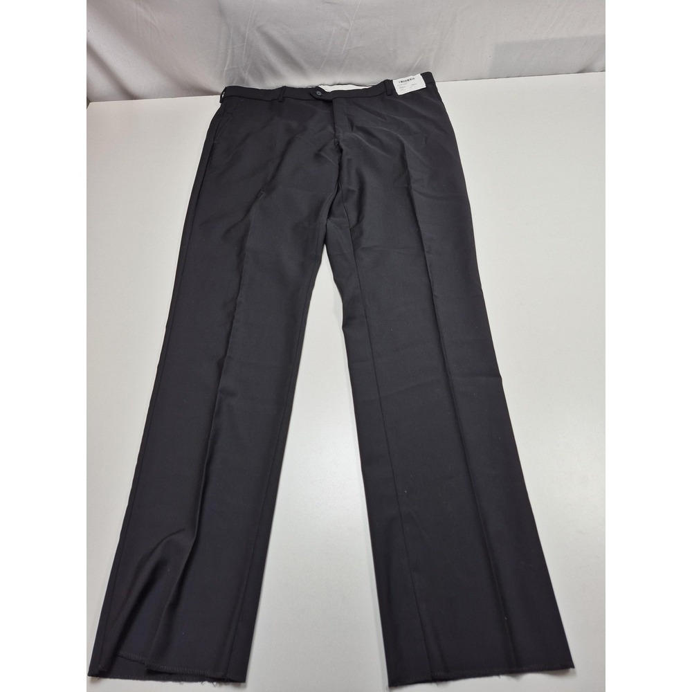 S Cohen Positano Dress Pants Mens 40x36 Black Stretch Flat Front Unhemmed